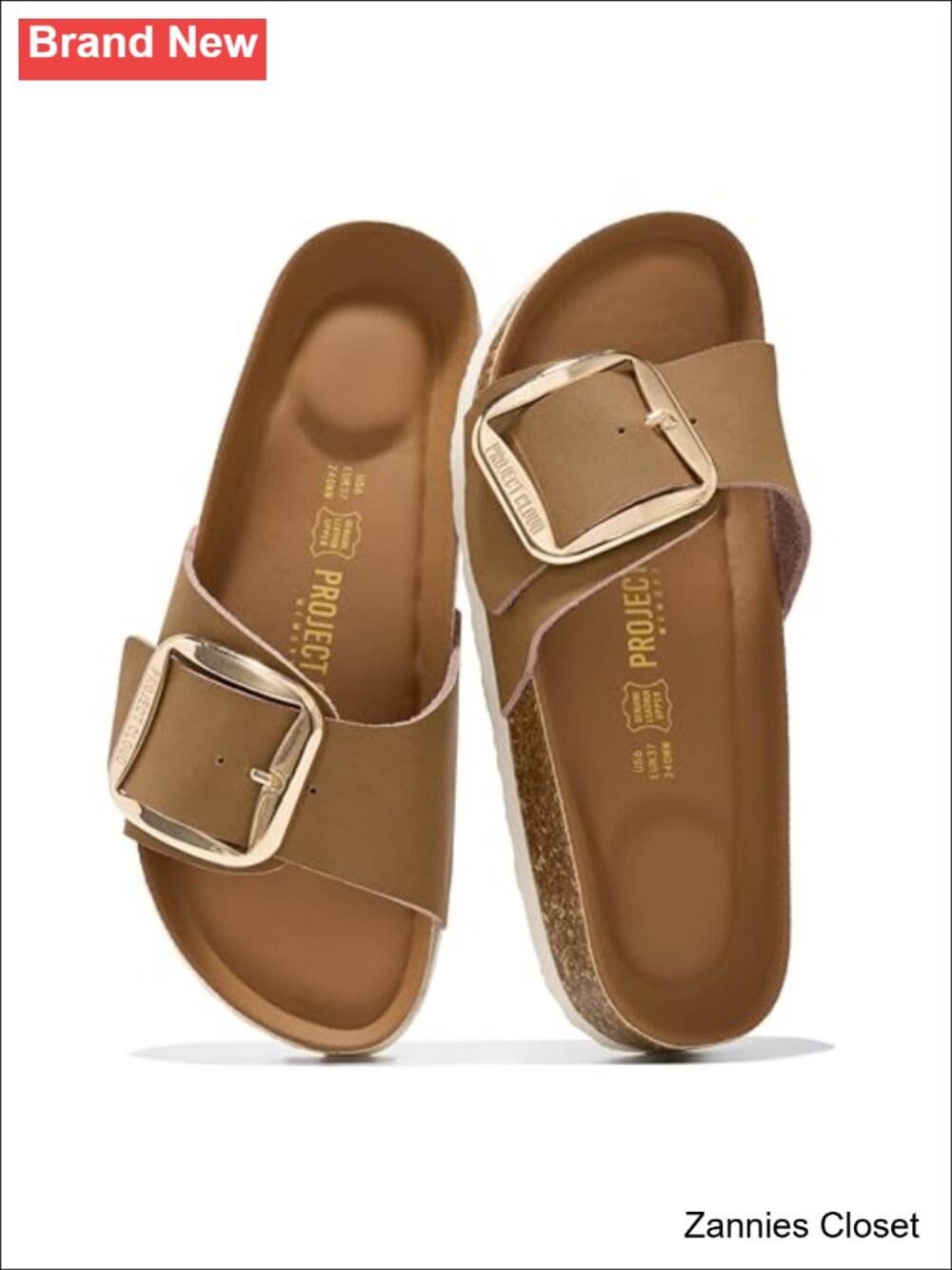 ✨ Project Cloud Women's Leather Slide Sandals Comfortable Cork Footbed
